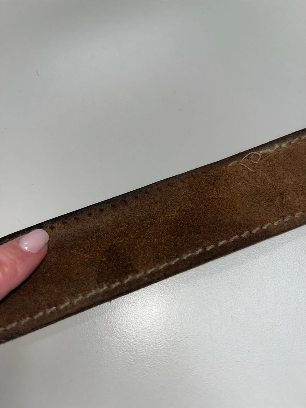 Men’s Source Unknown Brown Leather Belt with Silver Buckle size 38”